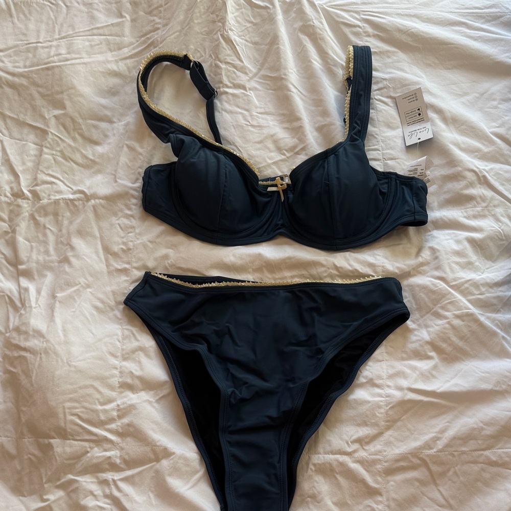 Cupshe Blue and tan Women's Bikini Set
